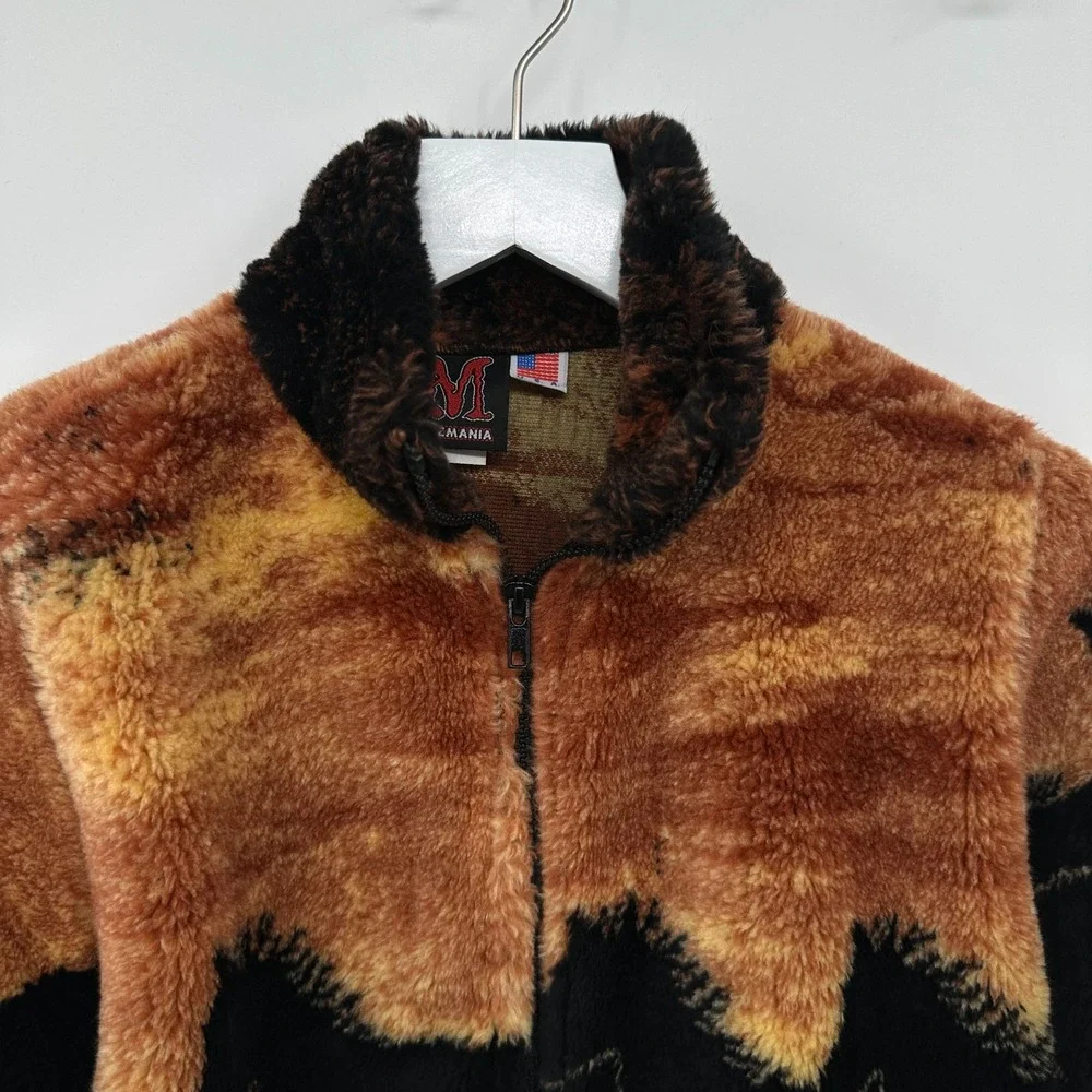 Vintage Mazmania Jacket Coat Kids Youth Size 7/8 Medium Deep Pile Fleece Horses‎